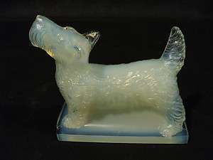 ADORABLE SABINO FRANCE SCOTTY DOG OPALESCENT ART GLASS FIGURAL 