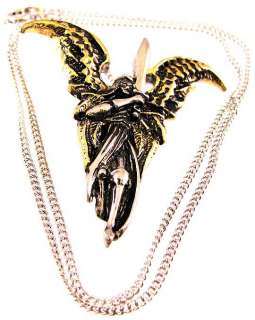 St. Michael Archangel Two Tone Pendant Necklace Saint  