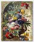 HUYSUM / FLOWERS IN NICHE/ARCH Glass Tile Mural 24x30