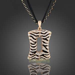 18K gold Gp Swarovski Crystal fashion Leopard long necklace N8  