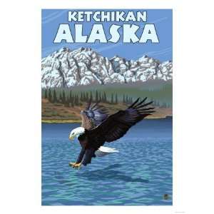  Bald Eagle Diving, Ketchikan, Alaska Giclee Poster Print 