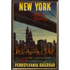  New York by Pennsylvania Railroad Travel Framed Poster 
