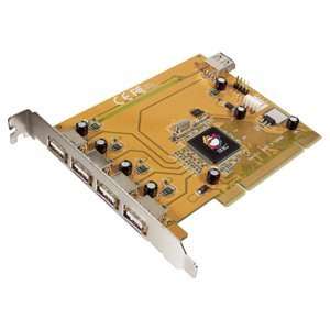 SIIG 5 port PCI host adapter with 4 external & 1 internal Hi Speed USB 