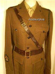 Army Military Officer Sam Browne Leather Brown Belt  
