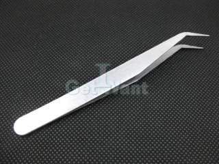 Beauty Nail Ball Nonmagnetic Steel Alloy Curved Sharp Pointed Tweezers 