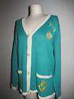   KNITS Sz 1X Green Cardigan Sweater Zodiac Pisces Beaded Embroidered