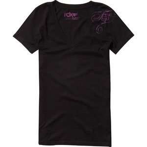  Fox Racing Glorious Womens V Neck T Shirt Black (Closeout Sale 