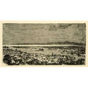  1890 Wood Engraving Gulf Messenia Nedon River Kalamata 