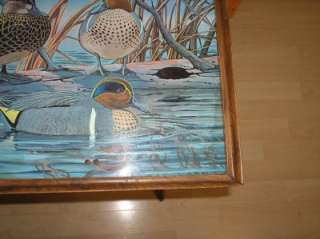 Old Vtg Folding TV Tray Table J. MacLeod Artist Signed Waterfowl Duck 