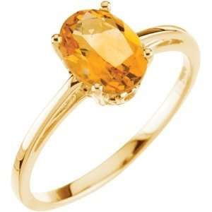  14k Yellow Gold Solitaire Citrine Ring Size 13.5 Jewelry