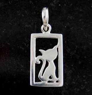 Sterling Silver Cat Necklace Pendant Charm .925 Solid Jewelry  