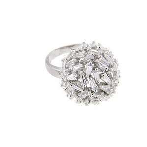  Sterling Silver CZ Baguettes Ball Ring Size#5 Jewelry