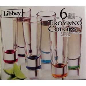 Libbey 6 Pc Troyano Colors Assorted Shot Glass Set 
