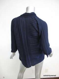 TSE SAY Blue 3/4 Sleeve Ribbed Shall Sweater S  