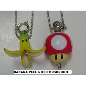   Keychain with Zipper Pull Banana Peel & RED Mushroom SET Toys & Games
