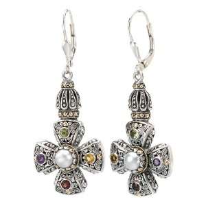   Sterling Silver Multi Color Stones Dangle Earrings Katarina Jewelry