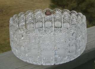 ANTIQUE HAND CUT GLASS CRYSTAL QUEEN LACE SERVING BOWL  