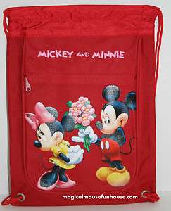 Mickey Mouse Minnie Disney Red Drawstring Backpack J  