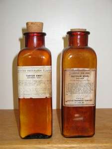 Luyties Pharmacal Pharmacy Medicine Bottles Amber Pair  