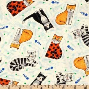   44 Wide Catnip Kitty Cream Fabric By The Yard Arts, Crafts & Sewing