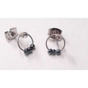  Metallic Blue Beads Steel Earrings 