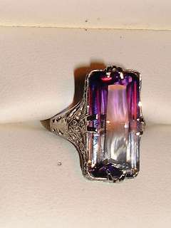 AMETRINE FILIGREE RING 14K white gold 1920  