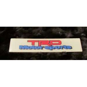TRD Motor Sports White Background Glossy Finish Emblem Size 4.75 x 1