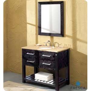   Single Sink Bathroom Vanity w/ Travertine Countertop
