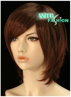 Short Auburn Brown Hair Wig With Skin Top CK09  