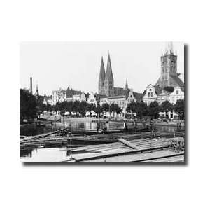  Selling Wood On The River Trave Lubeck C1910 Giclee Print 