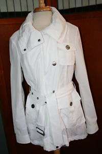NEW Burberry Brit White Raincoat Trench Coat Jacket 10  