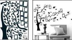 black tree vine branch photo picture frame removable wall decor decal 