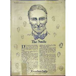  Smile Kruschen Salts Medical Advert Old Print 1919