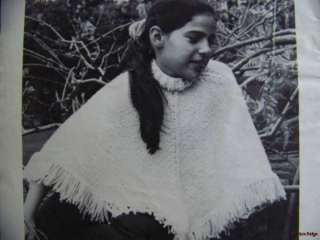 70s BoHo Shawls Hats PONCHO Wraps Crochet Knit Patterns  