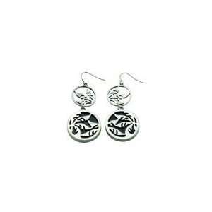   Openwork Disc Earrings with Black Resin   SP CLIP ON fittings Jewelry