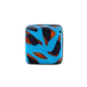  14mm Turquoise Animal Print Square Handmade Clay Beads 