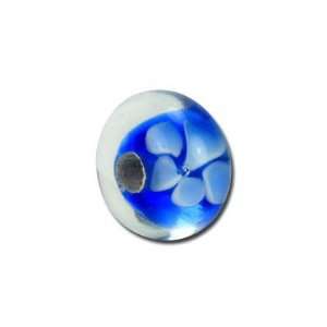  13mm Blue & Clear Petals Glass Beads   Large Hole Jewelry