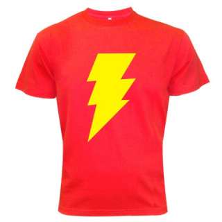 New SHAZAM Captain Marvel Superhero Logo Red t shirt  