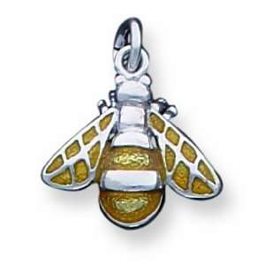  Sterling Silver Rhod Enameled Yellow Bee Charm Jewelry