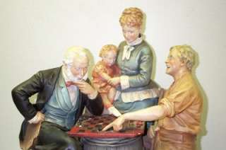 Antique John Rogers Group Statue Checkers Up at the Farm   BEST 