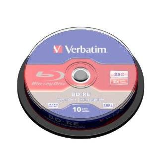    ray Single Layer ReWritable Disc BD RE, 10 Disc Spindle by Verbatim