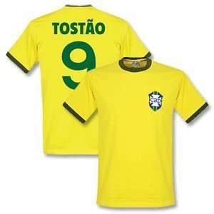   Brazil Home Retro Shirt + Tostao 9 (Retro Style)