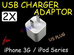 2x US AC Wall Power Plug USB Adaptor for iPod Touch 2nd 3rd 4th Gen 3 