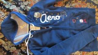    WOMENS EMBROIDERED OWL MIDNIGHT CLUB HOODIE .SIZE S.BLUE  