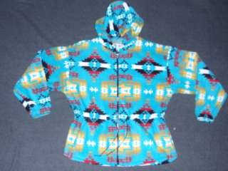   fleece jacket polar hood anorak aztec indian print size small  