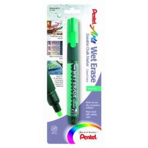  Pentel Arts Wet Erase Chalk Marker, Chisel Tip, Green Ink 