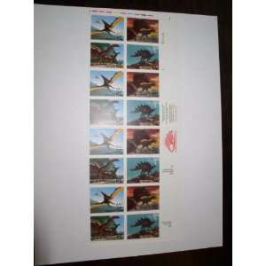  1989 Dinosaurs USPS Commemorative Stamps (Block of 16 