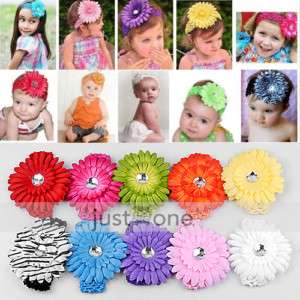 Baby Crochet Headband + Gerber Daisy Flower Hair Clip  