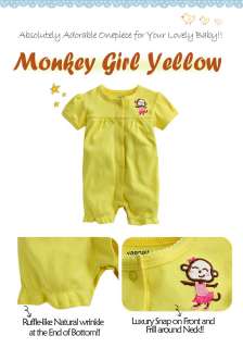 NWT Newborn & Babys Cute One PieceMonkey Girl Yellow  