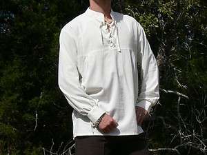 XXL Renaissance Shirt Lace Up Pirate Medieval Costume High Collar Serf 